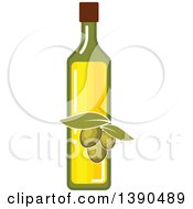 Clipart Of A Bottle Of Olive Oil Royalty Free Vector Illustration