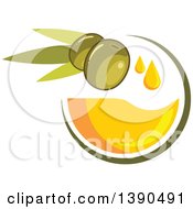 Clipart Of Green Olives And Oil Royalty Free Vector Illustration