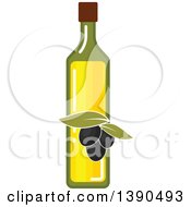 Clipart Of A Bottle Of Oil And Black Olives Royalty Free Vector Illustration