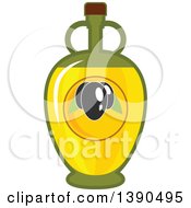 Clipart Of A Bottle Of Oil And Black Olives Royalty Free Vector Illustration