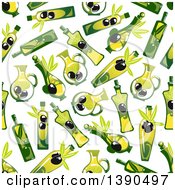 Poster, Art Print Of Seamless Background Pattern Of Olives And Oil