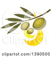 Clipart Of A Branch With Green Olives And Leaves Royalty Free Vector Illustration