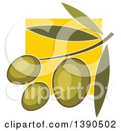 Clipart Of A Branch With Green Olives And Leaves Royalty Free Vector Illustration