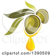 Clipart Of Green Olives And Leaves Royalty Free Vector Illustration