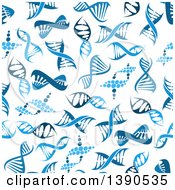 Clipart Of A Seamless Background Pattern Of Blue Dna Strands Royalty Free Vector Illustration