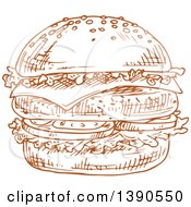Poster, Art Print Of Brown Sketched Hamburger