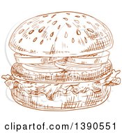 Poster, Art Print Of Brown Sketched Hamburger