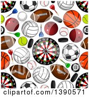 Clipart Of A Seamless Background Pattern Of Sports Equipment Royalty Free Vector Illustration