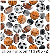 Poster, Art Print Of Seamless Background Pattern Of Sports Balls And Pucks