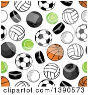 Clipart Of A Seamless Background Pattern Of Sports Equipment Royalty Free Vector Illustration