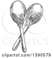 Clipart Of Sketched Maracas Royalty Free Vector Illustration