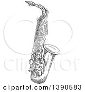 Poster, Art Print Of Sketched Saxophone