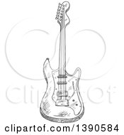 Clipart Of A Sketched Electric Guitar Royalty Free Vector Illustration by Vector Tradition SM