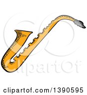 Clipart Of A Sketched Saxophone Royalty Free Vector Illustration by Vector Tradition SM