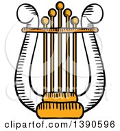 Clipart Of A Sketched Lyre Royalty Free Vector Illustration by Vector Tradition SM