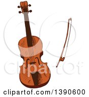 Poster, Art Print Of Sketched Violin And Bow