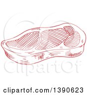 Clipart Of A Sketched Beef Steak Royalty Free Vector Illustration