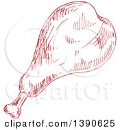 Clipart Of A Sketched Chicken Drumstick Royalty Free Vector Illustration by Vector Tradition SM