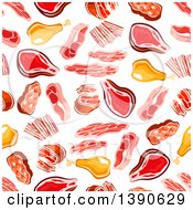 Clipart Of A Seamless Background Pattern Of Meats Royalty Free Vector Illustration by Vector Tradition SM