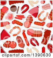Seamless Background Pattern Of Meats
