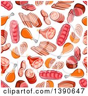 Seamless Background Pattern Of Meats