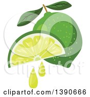 Clipart Of A Lime And Juicy Wedge Royalty Free Vector Illustration by Vector Tradition SM
