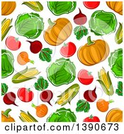 Clipart Of A Seamless Background Pattern Of Vegetables Royalty Free Vector Illustration