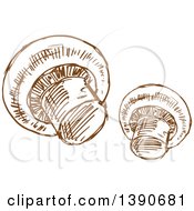 Clipart Of Brown Sketched Button Mushrooms Royalty Free Vector Illustration