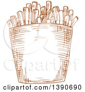 Poster, Art Print Of Brown Sketched Carton Of French Fries