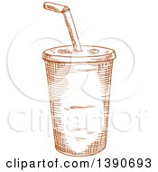Poster, Art Print Of Brown Sketched Fountain Soda
