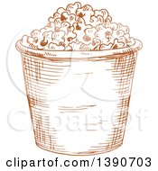 Poster, Art Print Of Brown Sketched Bucket Of Popcorn