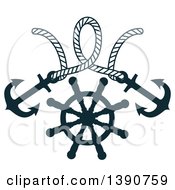 Poster, Art Print Of Rope With Anchors Over A Helm