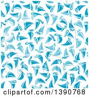 Poster, Art Print Of Seamless Background Pattern Of Blue Sailboats