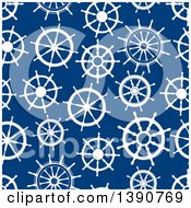 Poster, Art Print Of Seamless Background Pattern Of White Helms On Blue