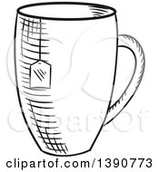 Poster, Art Print Of Black And White Sketched Tea Cup