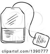 Clipart Of A Black And White Sketched Tea Bag Royalty Free Vector Illustration
