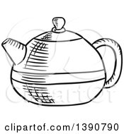 Poster, Art Print Of Black And White Sketched Tea Pot