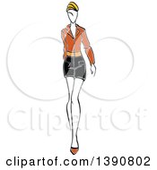 Poster, Art Print Of Sketched Blond Faceless Woman Modeling A Mini Skirt
