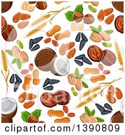 Seamless Background Pattern Of Fruits And Nuts