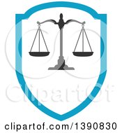 Clipart Of Scales Of Justice Over A Shield Royalty Free Vector Illustration