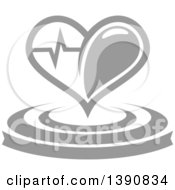 Clipart Of A Gray Heart With A Graph Over A Banner And Circles Royalty Free Vector Illustration