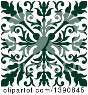 Clipart Of A Green Square Vintage Ornate Flourish Design Element Royalty Free Vector Illustration