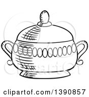 Clipart Of A Black And White Sketched Sugar Container Royalty Free Vector Illustration