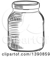 Clipart Of A Black And White Sketched Jar Royalty Free Vector Illustration