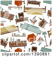 Clipart Of A Seamless Background Pattern Of Retro Furniture Royalty Free Vector Illustration