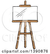 Sketched Blank Canvas And Easel