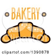 Clipart Of A Croissant With Bakery Text Royalty Free Vector Illustration