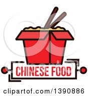 Chinese Takeout Container With Chopsticks And Text