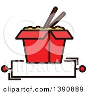 Poster, Art Print Of Chinese Takeout Container With Chopsticks Over Text Space