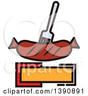 Clipart Of A Fork In A Sausage Over Copy Space Royalty Free Vector Illustration